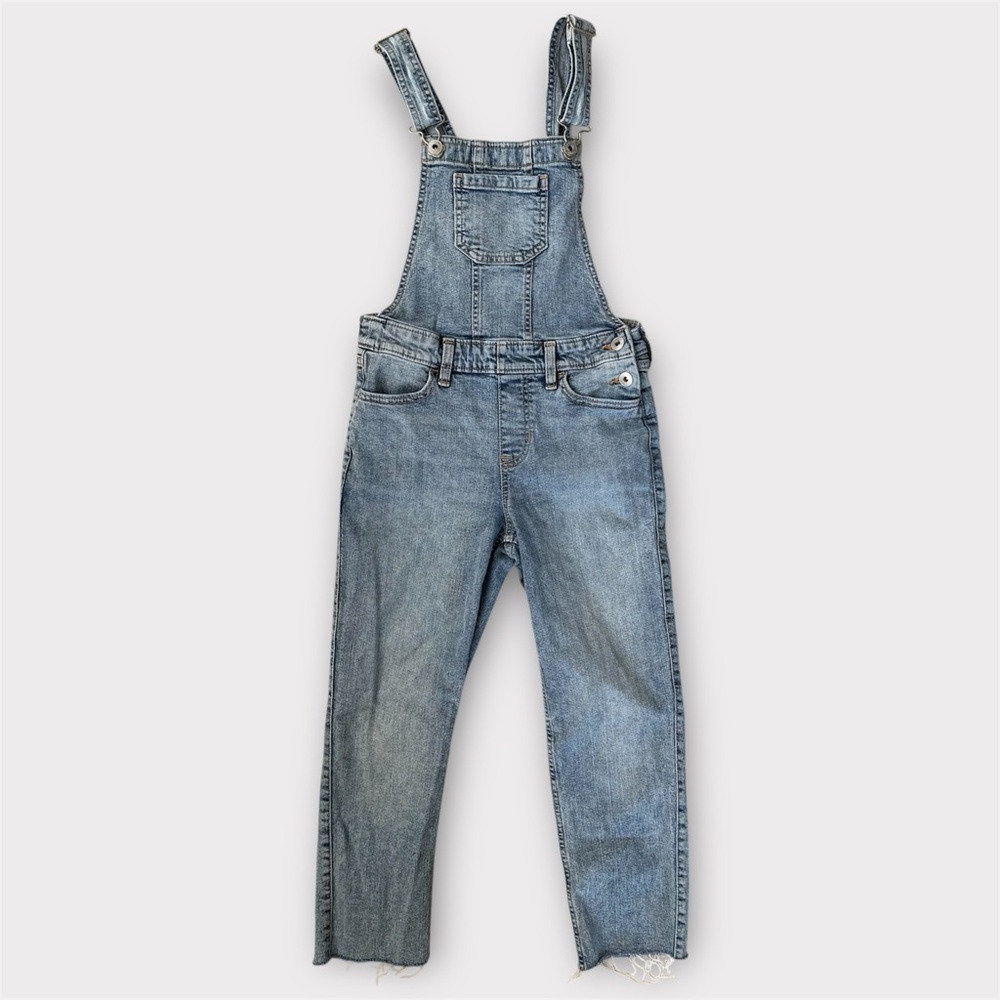 Abercrombie & Fitch Kids Girls Denim Overalls Raw Hem Distressed Size 9/10